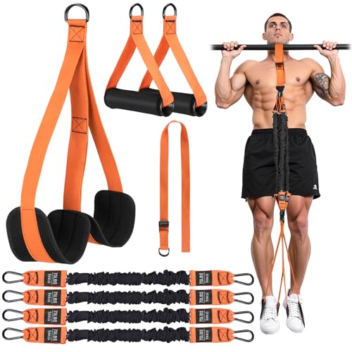Pull up Assistance Bands, 4 Pull Up Bands 300lbs, Heavy Duty Pull Up Assist Workout Bands for Home Gym Strength Training with Two Footrest, Compatible with Any Pull Up Bars