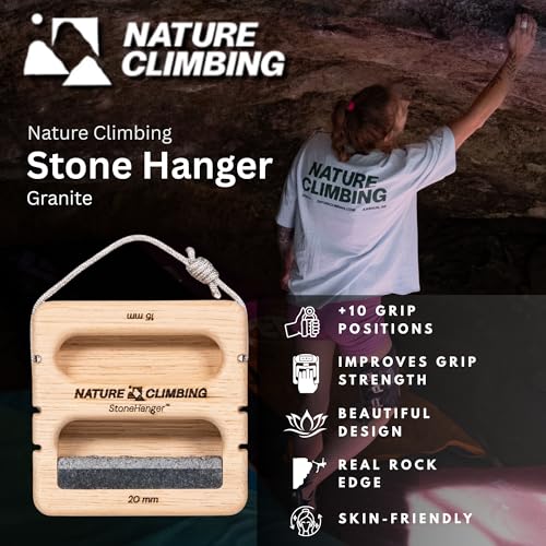 Portable Hangboard | Rock Climbing Hangboard | Hang Board for Climbing | Fingerboard | Strengthen Your Fingers | Bouldering Gifts | Hard Wood - color: Granite
