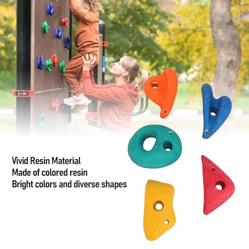 Kids Climbing Holds 5 Pack Colorful Resin Rocks for Indoor Outdoor Playground with Mounting Hardware