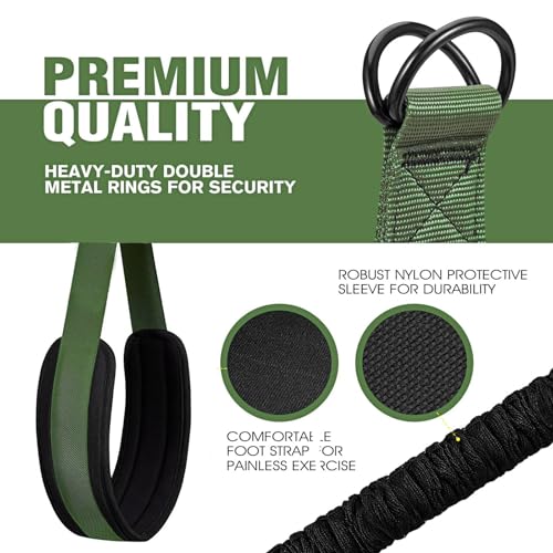 Adjustable Heavy Duty Pull Up Assistance Bands with Fabric Feet and Knee Rest - Pull Up Resistance Bands for Men, Women, and Seniors - Perfect for Dip and Resistance Strength Training Glamflex - color: Army Green