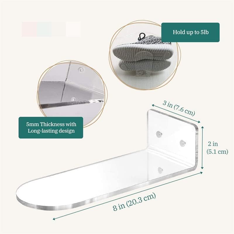 Acrylic Floating Shoe Rack (Set of 6) Wall Mount Display Shoe Rack Transparent Storage Rack for Home Use Sneaker Display Rack with Screws and Anchors