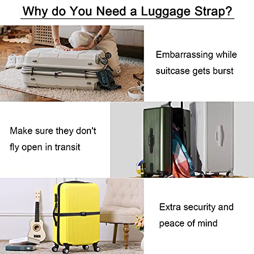 Wisdompro Luggage Strap, 2 Pack Heavy Duty Utility Straps - 68 inch, Black | Lashing Straps with Quick Release Buckle, Adjustable Nylon Belt for Backpacking, Sleeping Bag Compression, Camping, Hiking - color: Black, size: 68 inches