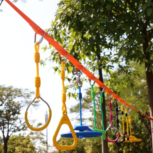 Climbing Gymnastic Rings for Kids - Strong Obstacle Course Ninja Ring Monkey Bars for Outdoor Backyard Play Sets, Swing Set - color: Ninja Rings