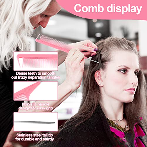 SWEET VIEW 3Pcs Slick Back Hair Brush | Rat Tail Comb, Edge | Bristle Brush, Sleek Ponytail/Bun Smoothing Baby Hair & Flyaways - color: Pink