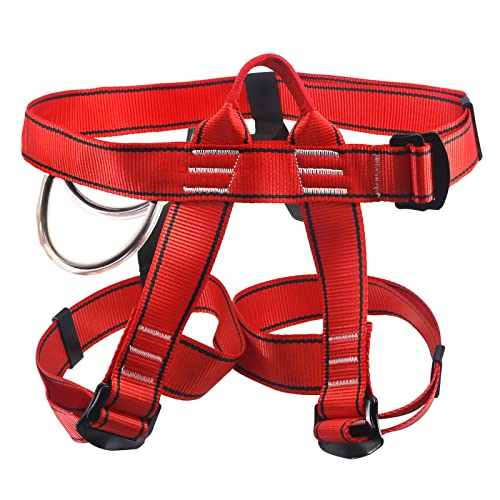 NewDoar Climbing Harness, Mountaineering Rock Climbing Harness, Half Body Harness for Rappelling Fire Rescuing Tree Climbing - color: Red