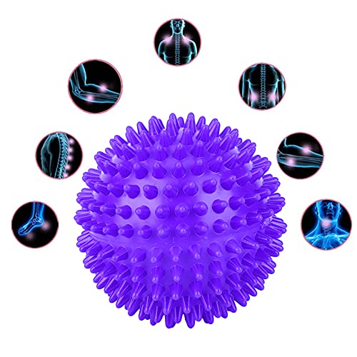 2Pcs Spiky Hard Massage Balls,Soft Spiked Manual Massager Rollers Body Spiky Balls Fitness Finger Relax Tool for Plantar Fasciitis Exercise Back Feet (Small 7.5cm) - color: Purple, size: Small 7.5cm