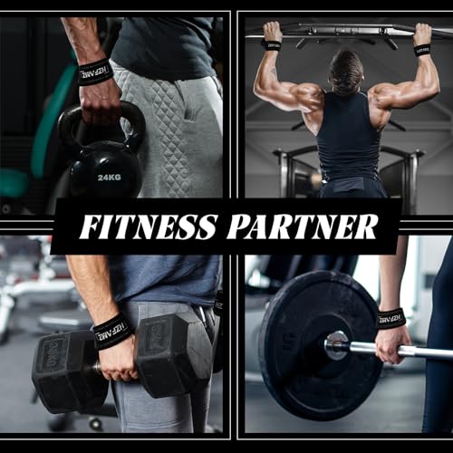 Lifting Straps, Lifting Wrist Straps for Weightlifting, Weightlifting Straps with Padded Neoprene, Gym Straps for Strength Training, Bodybuilding, Weight Lifting Straps for Men and Women - color: Black