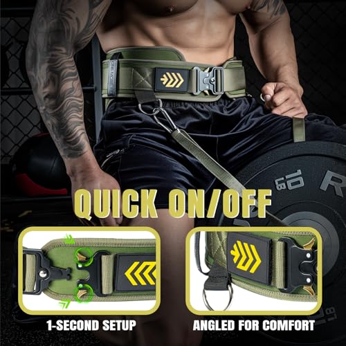MANUEKLEAR 2-in-1 Weightlifting Belt & Dip Belt with 36.7 IN Rope, Double-Layer Weight Lifting Belts, Powerlifting Gym Weighted Belt for Pull Up Squat - color: Olive Drab, size: L(34-37in)