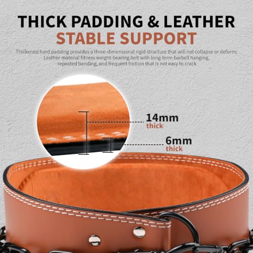 Weight Lifting Dip Belt with 36 Inch 6mm Thick Steel Chain for Weight Lifting, Pull Ups, Squats, Bodybuilding Training - color: Brown