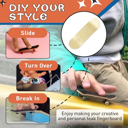 DIY Series Wooden Finger Skateboard, 5 PCS Unbranded Teak Fingerboards Design Your Style, 30mm x 100mm Handmade Wooden Fingerboard Decks