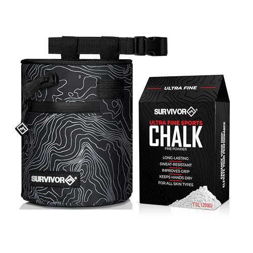 SURVIVOR Chalk Bag + 200g Ultra Fine Climbing Chalk Powder Bundle