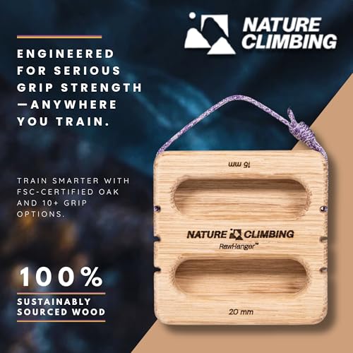 Portable Hangboard | Rock Climbing Hangboard | Hang Board for Climbing | Fingerboard | Strengthen Your Fingers | Bouldering Gifts | Hard Wood - color: Raw Oak