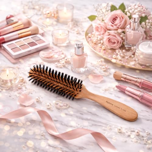 Boar Bristle Hair Brush [ Made in Japan ] 100% Natural Bristle Slick Back Brush for Styling, Separating, Shaping, and Blow-Drying for Women and Men (Curved Handle) - color: Curved Handle