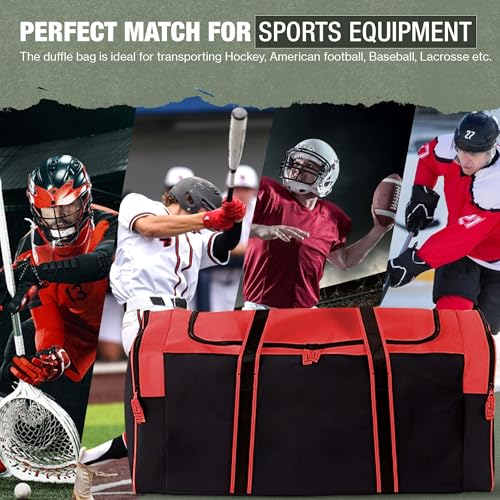 Jetstream Heavy Duty Multi Pocket Durable Sports Gym Equipment Travel Duffel Bag - color: XL 36" Red, size: 36IN
