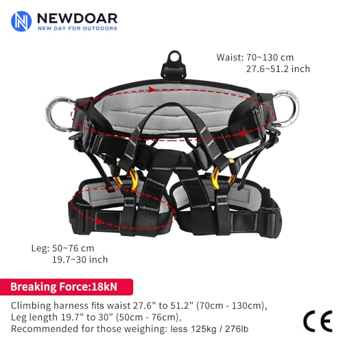 NewDoar Climbing Harness, Mountaineering Rock Climbing Harness, Half Body Harness for Rappelling Fire Rescuing Tree Climbing - color: Tree Climbing