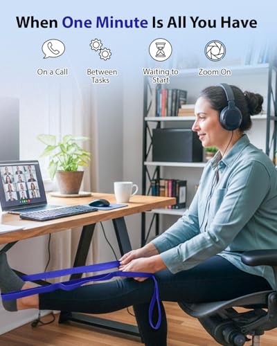 Trideer Stretching Strap with Loops & Leg Lifter, Non-Elastic PT-Style Physical Therapy Strap for Knee Replacement Rehab, Hamstring, Calf & Back Stretcher Mobility, Hip, Shoulder & Yoga - color: Deep Blue