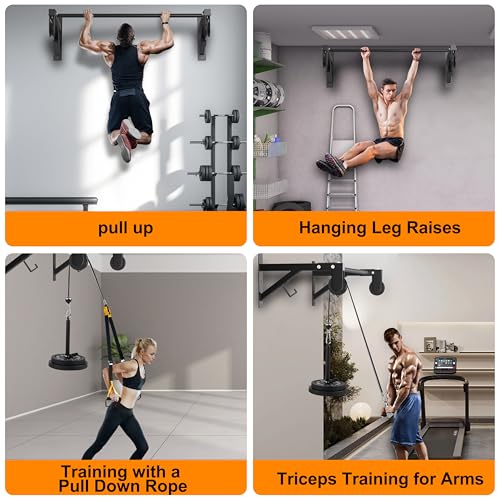 Pull Up Bar Wall Mounted, Heavy Duty 650 lbs Capacity Chin Up Bar, 48" Multi-Grip Strength Training Pull-up Bars, for Home Gym Garage/Backyard Total Body Workout, Ease Of Use Mounting - color: Black01