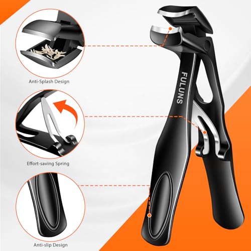 Toenail Clippers for Thick Toenails for Seniors, Angled Large Nail Clippers for Men with Catcher, Heavy Duty Toenail Clippers with Wide Opening Fingernail Clipper Nail Cutter Gifts for Men Women - style: Black Nail Clippers Set