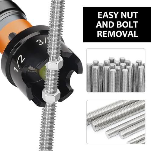 Universal Threaded Rod Nut Runner, Aluminum Alloy Nut Zipper Drill Attachment for Fast Nut and Bolt Removal, All Thread Nut Driver for 1/4, 3/8, 1/2 Inch Threaded Rods, Conduit Racks and Strut Systems - color: Black2