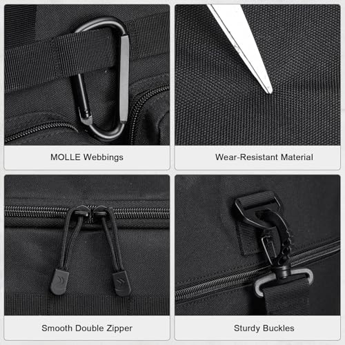 G4Free 3-in-1 Expandable Duffle Bag for Travel Gym, Large Duffel Backpack | 45L to 55L, with Shoes Compartment & Wet Pocket, for Men Women, Black - color: Black