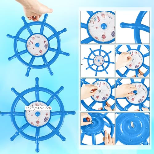 Kids Playground Accessories Outdoor Plastic Steering Wheel Playset Pirate Ship Wheel for Playhouse Garden Backyard Tree House - color: Blue Set 1