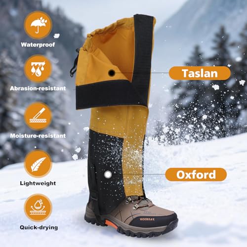 Waterproof Adjustable Hiking Gaiters for Men and Women, Snow Boots-Gaiters for Hiking in Hunting Sand Mud Mountain Climbing Snowshoeing - color: Ginger