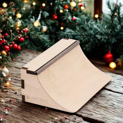 Fingerboard Ramp – Portable Quarter-Pipe, Handmade Wooden Ramp for Fingerboard Tricks and Layouts, Fits 96mm Fingerboards