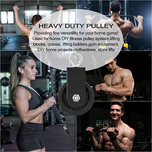 3.54 in Cable Pulley 360 Rotation Traction Wheel with Carabiner and Strap,Silence Smooth Detachable for DIY Gym Pulley System,DIY Gym Attachment Lifting Blocks,Ladder Lift,Hoists,Clothesline - color: 1 Pulley+1 Carabiner+1 Straps