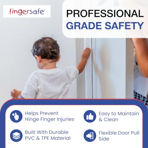 Fingersafe Home Door Finger Guard 43” uPVC Complete Set for Kids Safety- Push & Pull Door Finger Pinch Guard for Kids - Easy 3M Stick-On Safety Cover - Made in USA Finger Guards for Doors - style: HOME-COMPLETE-SET