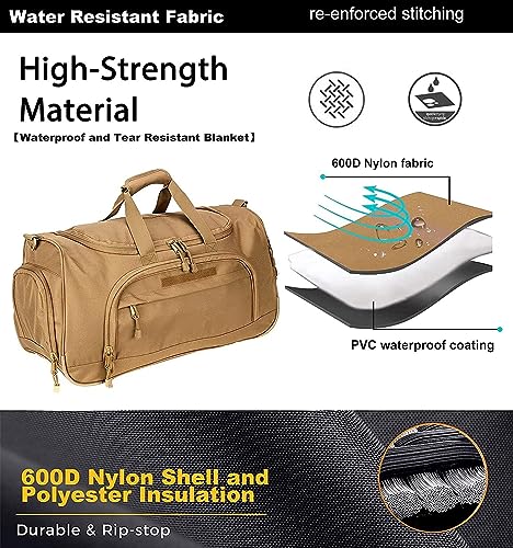 HYKING Gym Bag for Women & Men Tactical Duffle Military Weekender Work Out Lightweight Waterproof Sports Tote Shoe Pocket Tan - color: Tan