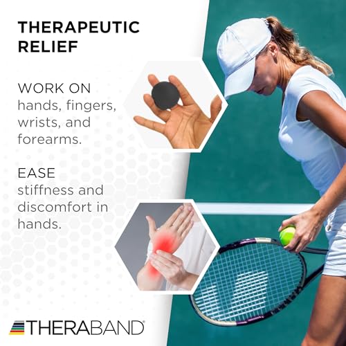 THERABAND Hand Exerciser Ball, X-Large Black, Extra Firm Resistance for Grip Strengthening, Finger & Hand Therapy, Squeeze Ball for Rehab, Wrist & Forearm Exercise, Latex-Free, Textured Surface - color: Black - Extra Firm