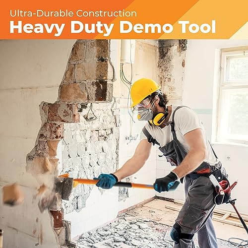 48” Demolition Pry Bar & Crowbar – Oval Handle Wrecking Bar for Ceiling & Wall Demo – Heavy Duty Nail Puller Tool for Contractors, Firefighters & Home Renovations - size: 48" Oval