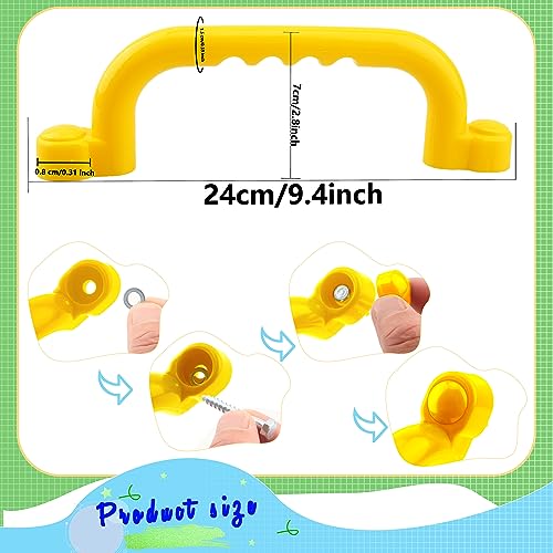 4 Pieces Kids Playground Safety Handles Playground Grab Handle Bars Playground Accessories Equipment for Kids Outdoor Playset Backyard Playhouse Tree House Jungle Gym (Yellow,Red) - color: Yellow, Red