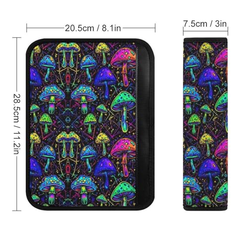 2 Pack Universal Soft and Comfortable Car Seat Belt Pad for Girls and Boys, Stroller Pushchair High Chair, Mushroom Plaid Purple Shoulder Protector - color: Pattern 220