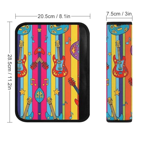 Universal Fit Seat Belt Cover for Adult Use, Stroller Pushchair High Chair, 2PCS Colorful Guitar Music Musical Instruments Harness Pads Strap Shock Absorption - color: Pattern 1004