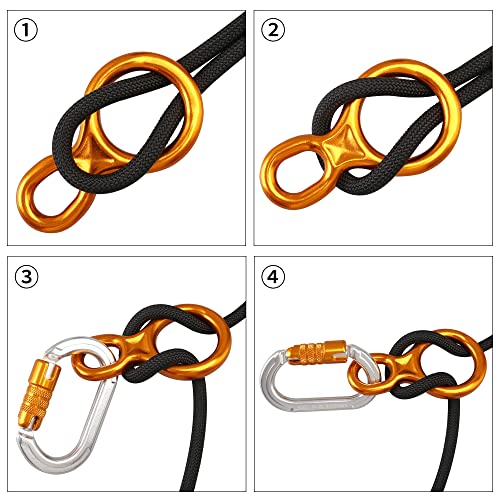 SOB Rescue Figure 8 Descender Belaying Belay Device Rock Climbing Rappelling Gear Aluminum Magnesium Alloy for Climbing,High Rescue,Mountaineering - color: Gold