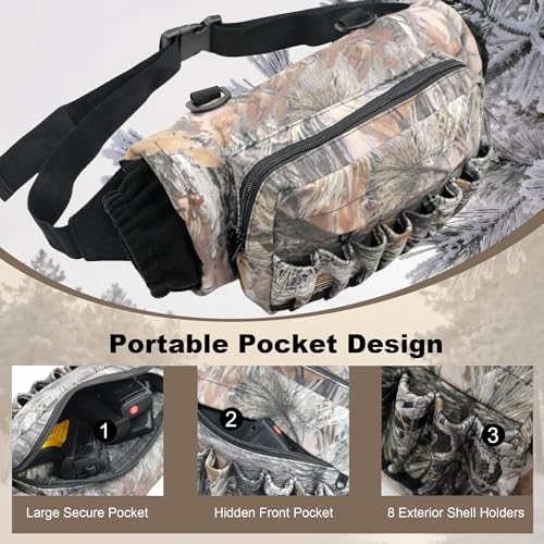 Camo Waist Pack Bag with Handwarmer,Hunting Fanny Pack with Adjustable Belt,Lightweight Hunting Waist Pouch Bag for Winter Outdoor Hiking Climbing Fishing