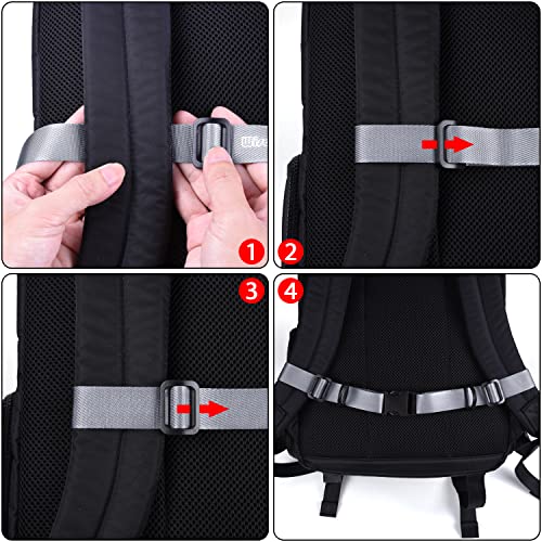 Wisdompro Backpack Chest Strap, Heavy Duty Backpack Sternum Strap Add on | Adjustable Nylon Chest Belt Replacement with Quick Release Buckle, for Travel, Hiking, Camping and Jogging - with Slide Locks - color: Gray
