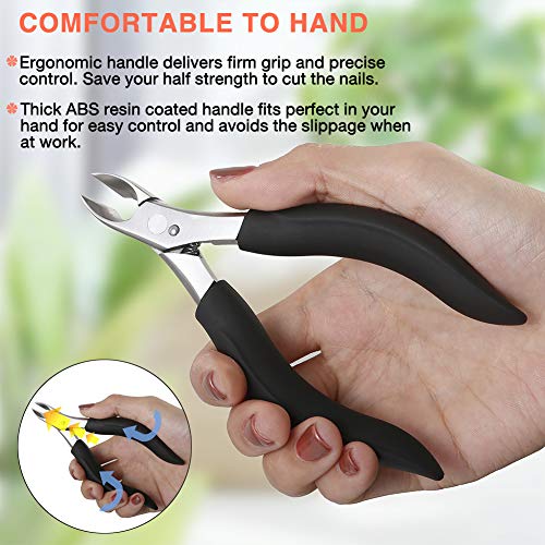 BEZOX Thick Toenail Clippers - Precision Large Toe Nail Clipper for Thick Nails, Comfort Grip Fingernail Clipper, Ergonomic Long Handle Nail Cutter, Professional-Grade Stainless Steel - color: Black