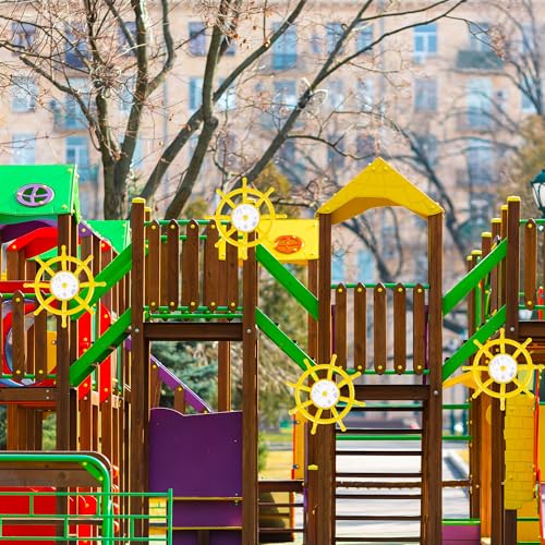 Kids Playground Accessories Outdoor Plastic Steering Wheel Playset Pirate Ship Wheel for Playhouse Garden Backyard Tree House - color: Yellow Set 1