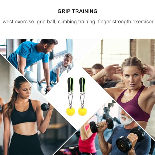 Climbing Training Grip Ball Hand Exerciser with Hanging Rings Solid Grip Strengthener for Finger and Wrist Workout Gym Fitness Sling Training Aid for Rock Climbing Random Color
