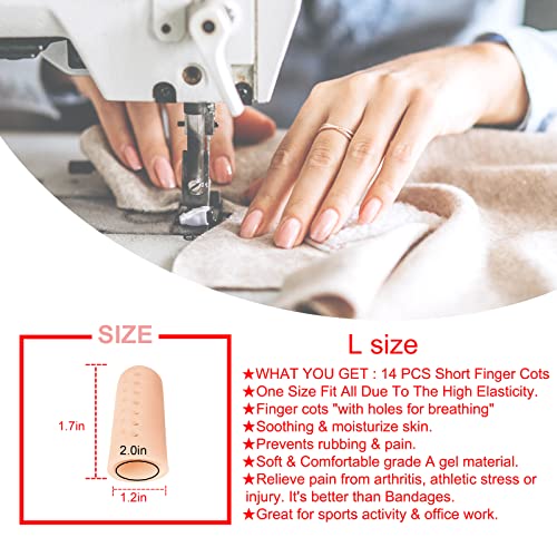 Gel Finger Cots (Breathable, Latex Free), Finger Protectors with Hole(14PCS), Silicone Finger Gloves, Finger Covers for Hand Eczema, Trigger Finger, Finger Cracking, Finger Arthritis, Reusable.