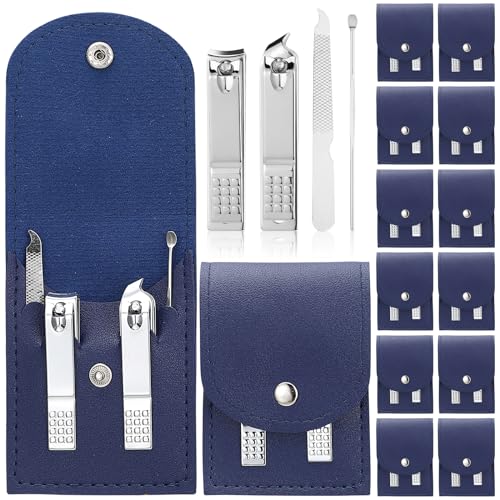 Geosar 12 Sets Manicure Gifts Bulk Nail Clippers Pedicure Kit Stainless Steel Professional Pedicure Grooming Kits Nail Care Tools with Travel Case for Women Men Hand Foot Birthday(Dark Blue) - color: Dark Blue