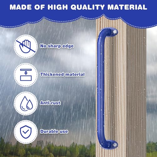 Dolibest 6 Pack 17 Inch Playground Handles, Metal Monkey Bars Indoor & Outdoor, Heavy Duty Ceiling Grab Bars & Wider Base for Climbing Frames, Treehouses, Swing Sets, Wall Ladders & Bunk Beds –Blue - color: ‎blue 2- 17 Inch-6pcs