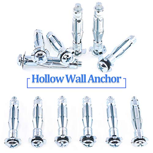 Glarks 30Pcs 6x52MM Heavy Duty Zinc Plated Steel Molly Bolt Hollow Drive Wall Anchor Screws Set for Drywall, Plaster and Tile (M6x52) - size: 6x52mm
