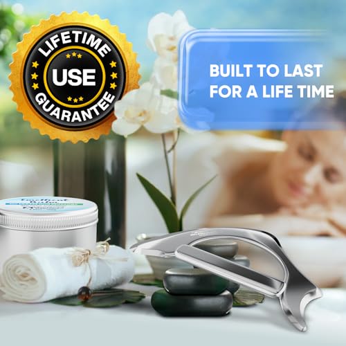 Professional Muscle Scraper Tool – Medical-Grade 304 SS IASTM & Gua Sha Scraping Tool – Ergonomic Fascia Mobilization Instrument for Soft Tissue Massage & Manual Bodywork – Emollient Balm Included - color: Ergo Tool