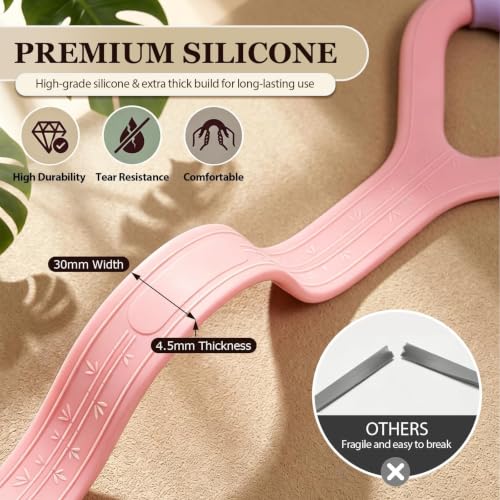 Figure 8 Resistance Band with Handles, Elastic Bands for Working Out,Arm,Back,Shoulder Training Elastic Ropes - color: Pink/Purple/Gray