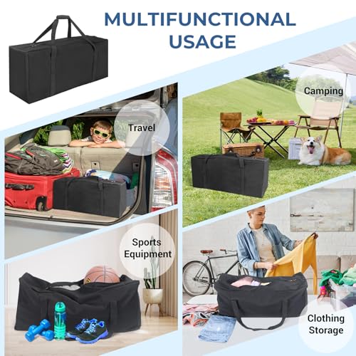 COOLBEBE 32" Sports Duffle Bag - 73L Large Travel Duffel Luggage Bag with Upgrade 2-way Lockable Zippers, Sturdy & Water Resistant, Black - size: 32" x 10" x 14"