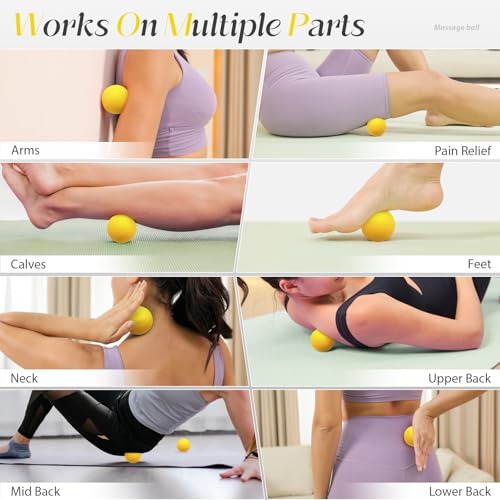 SUBCULTUREPICK Massage Lacrosse Balls for Myofascial Release,Yoga Deep Tissue Massage,Trigger Point Therapy and Foot Plantar Fasciitis,Muscle Soreness Massager Ball (2 Packs) (Yellow) - color: Yellow