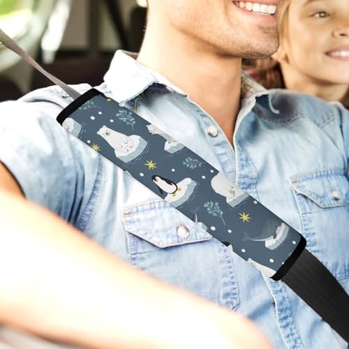 2 Pack Blue Mustard Cute Animals Narwhals Polar Bears Car Seat Straps Shoulder Pads Breathable Shoulder Protector for Elderly Support, Most Cars, Pressure Relief - color: Pattern 1063